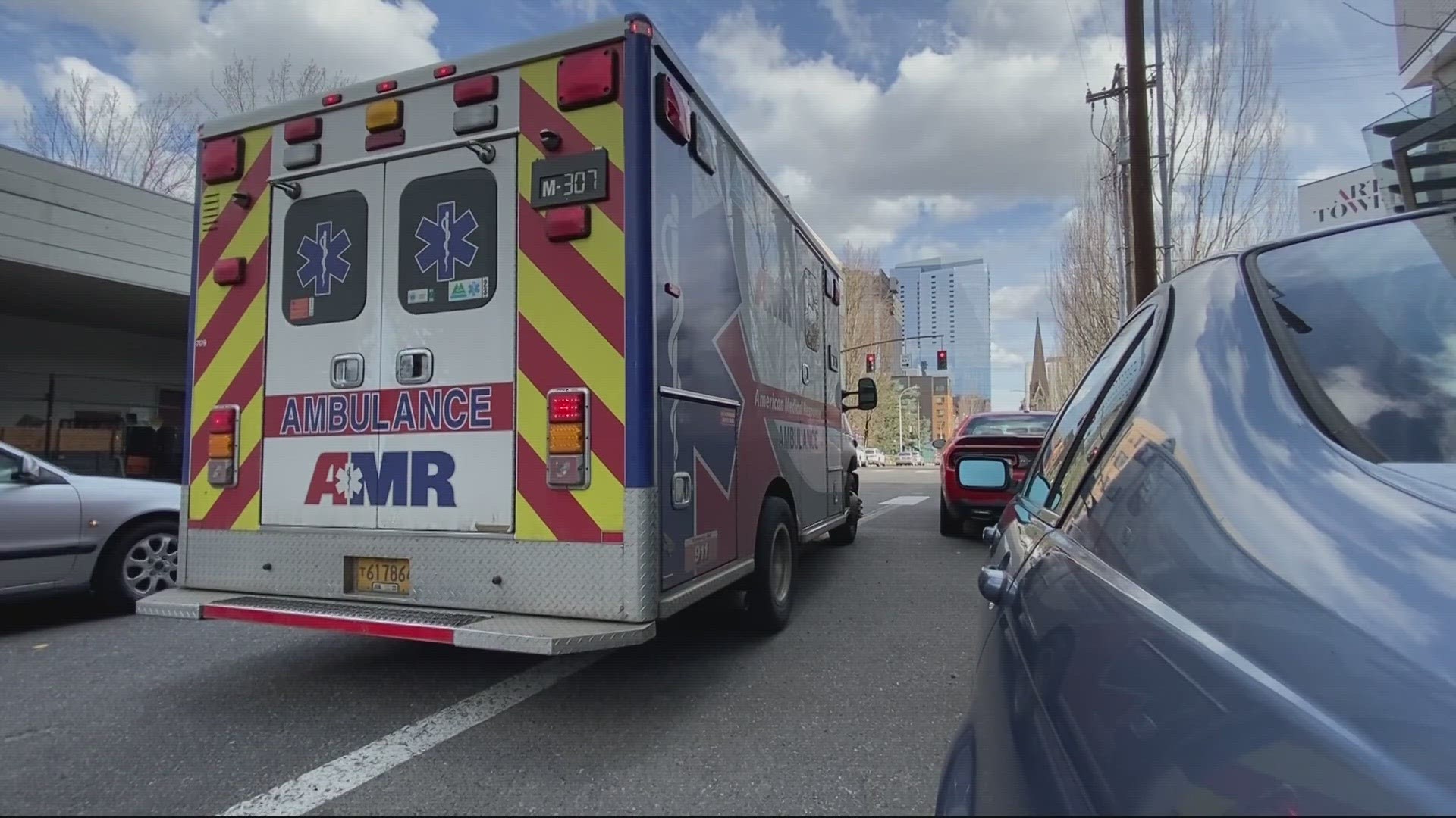 The fine was for late ambulance responses during the month of August, escalating a standoff over poor 911 response times by the county's ambulance provider.